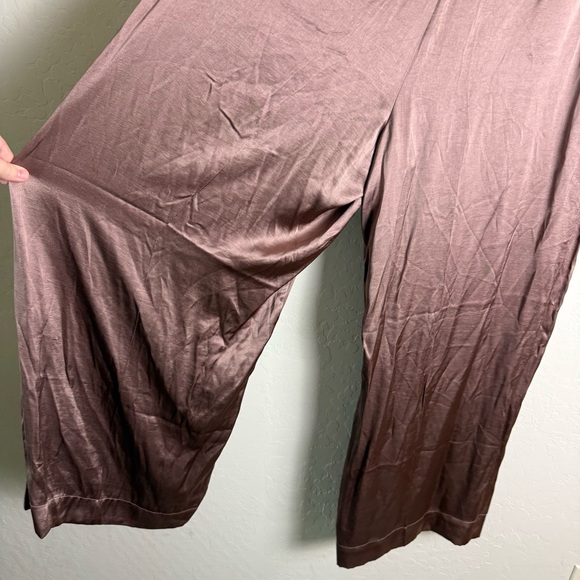 Madewell The Harlow Wide-Leg Pant in Satin Iced Mocha Brown 14 NWT NO380 - Picture 14 of 16